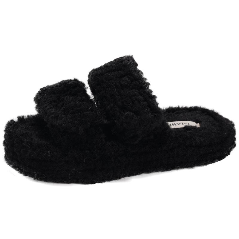 Internet Celebrities Popular Thick-soled Fluffy Slippers Women's Wear 2025 New Autumn and Winter Wear with Skirt Soft-soled Cotton Slippers