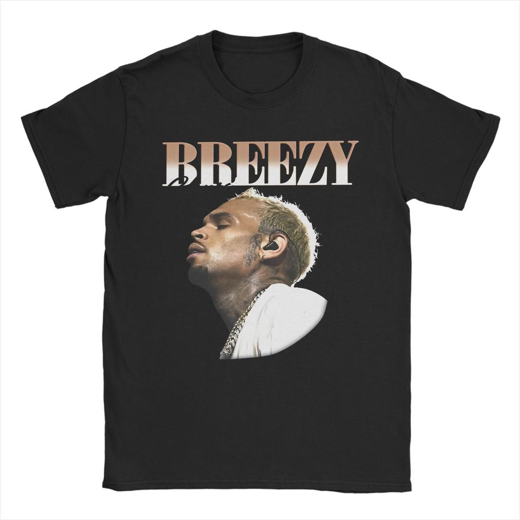 Men Rapper Chris Brown Breezy Bowl XX Tour T Shirts Pure Cotton Clothing Fashion Short Sleeve Crew Neck Tees Plus Size T-Shirts
