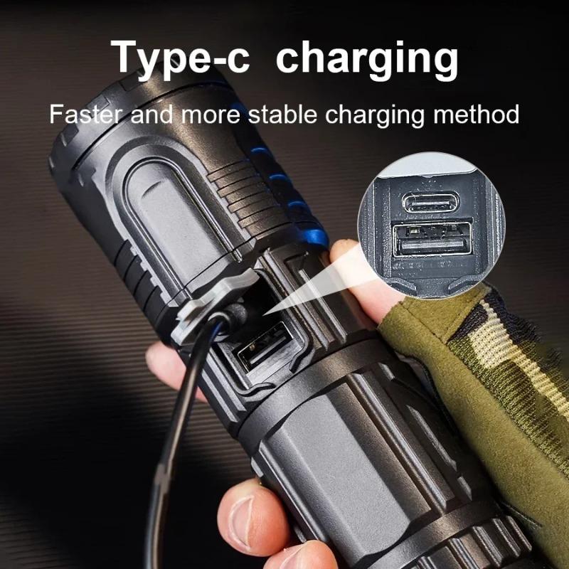 3000LM Super Bright White Laser Flashlight Type-C Rechargeable Small Handheld LED Spotlight for Outdoor Emergency Camping