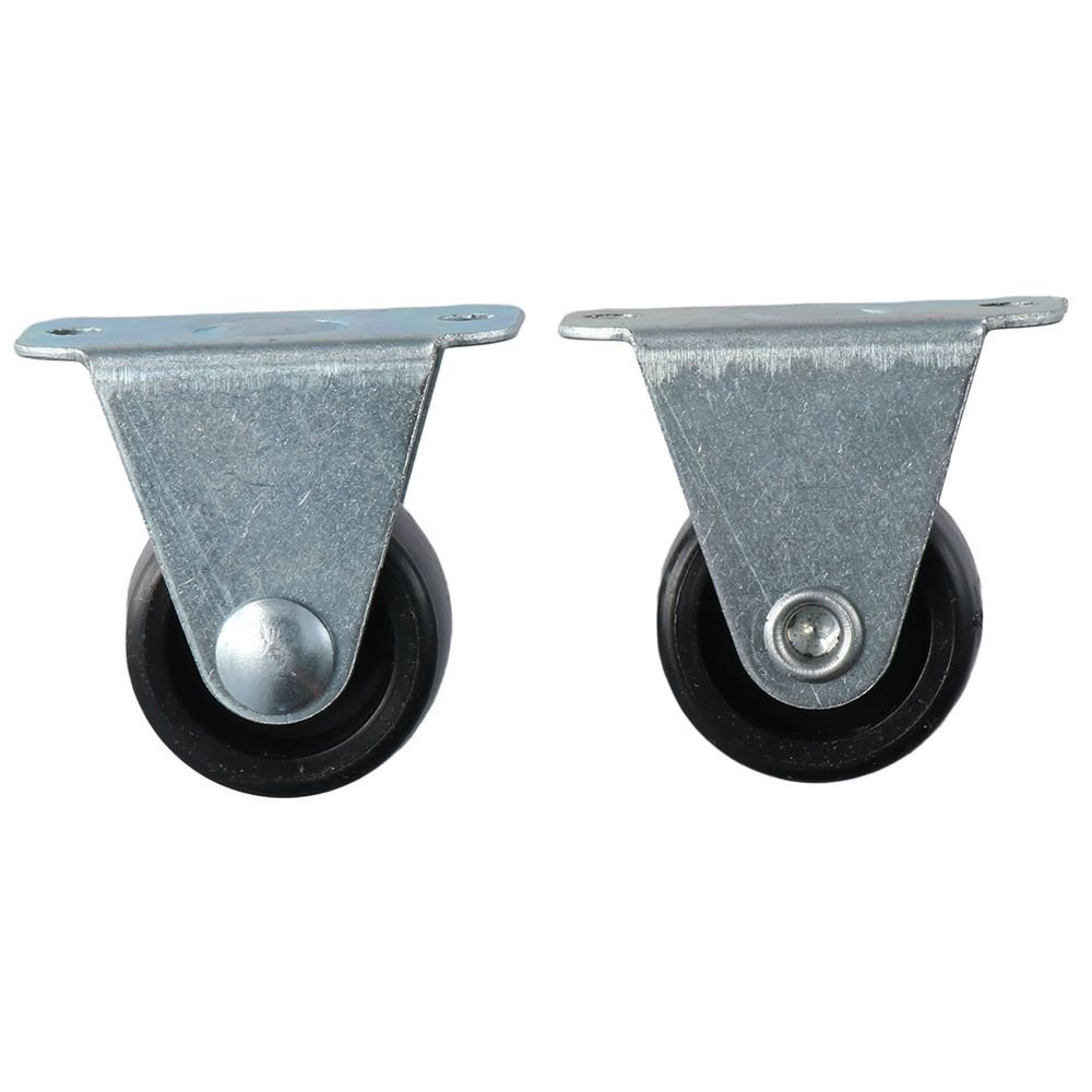 4Pcs Low Profile Black Rubber Caster Wheels Small Trolley Wheels 1'' Fixed Castors Workbench