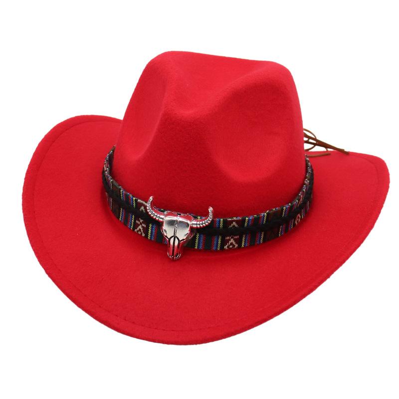 Ethnic Style Handsome Tibetan Hat Children'S Performance Top Hat Cow Head Warped Edge Western Cowboy Hat Sunscreen Sun Hat