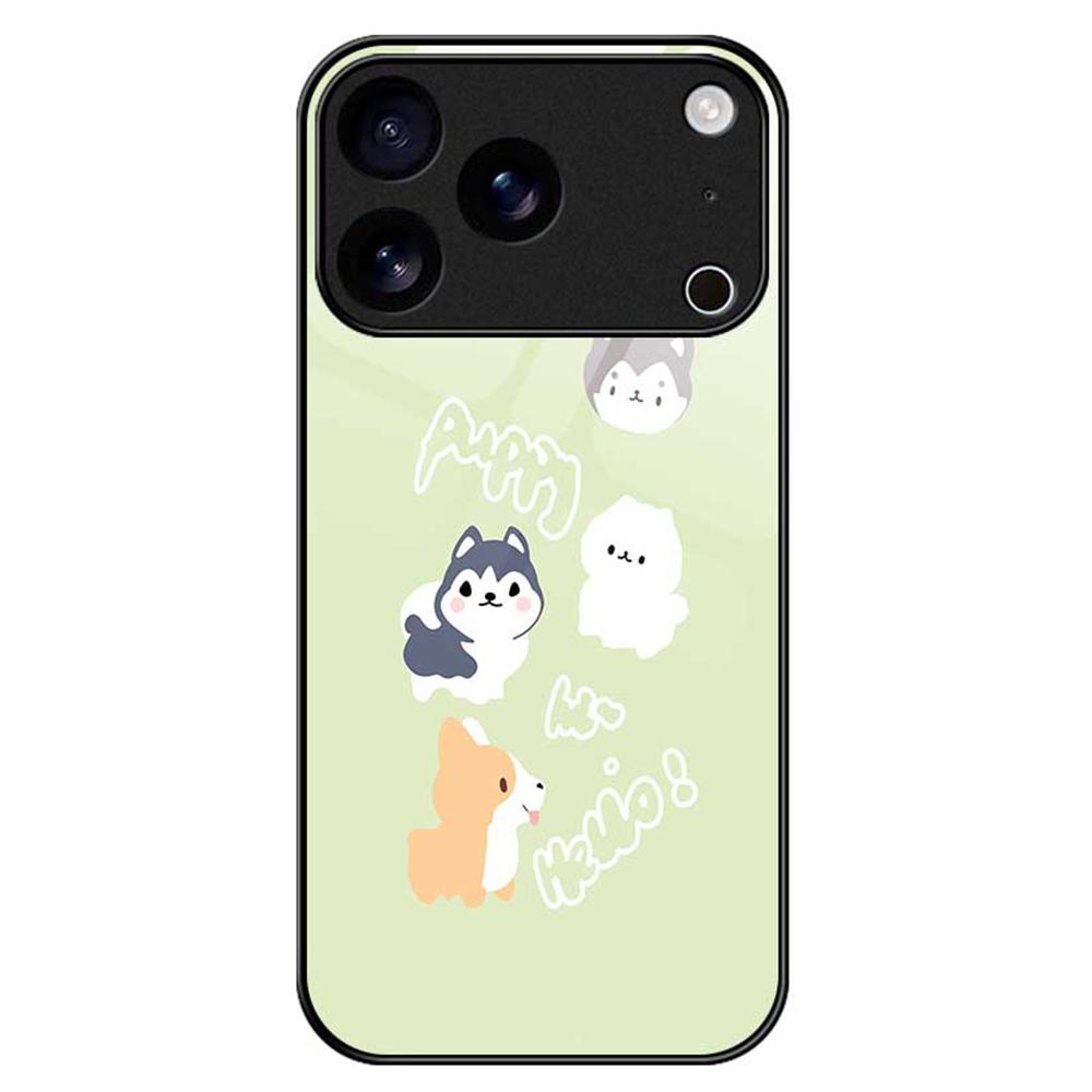 For iPhone 17 Pro Case PC TPU Tempered Glass Pattern Printing Phone Back Cover
