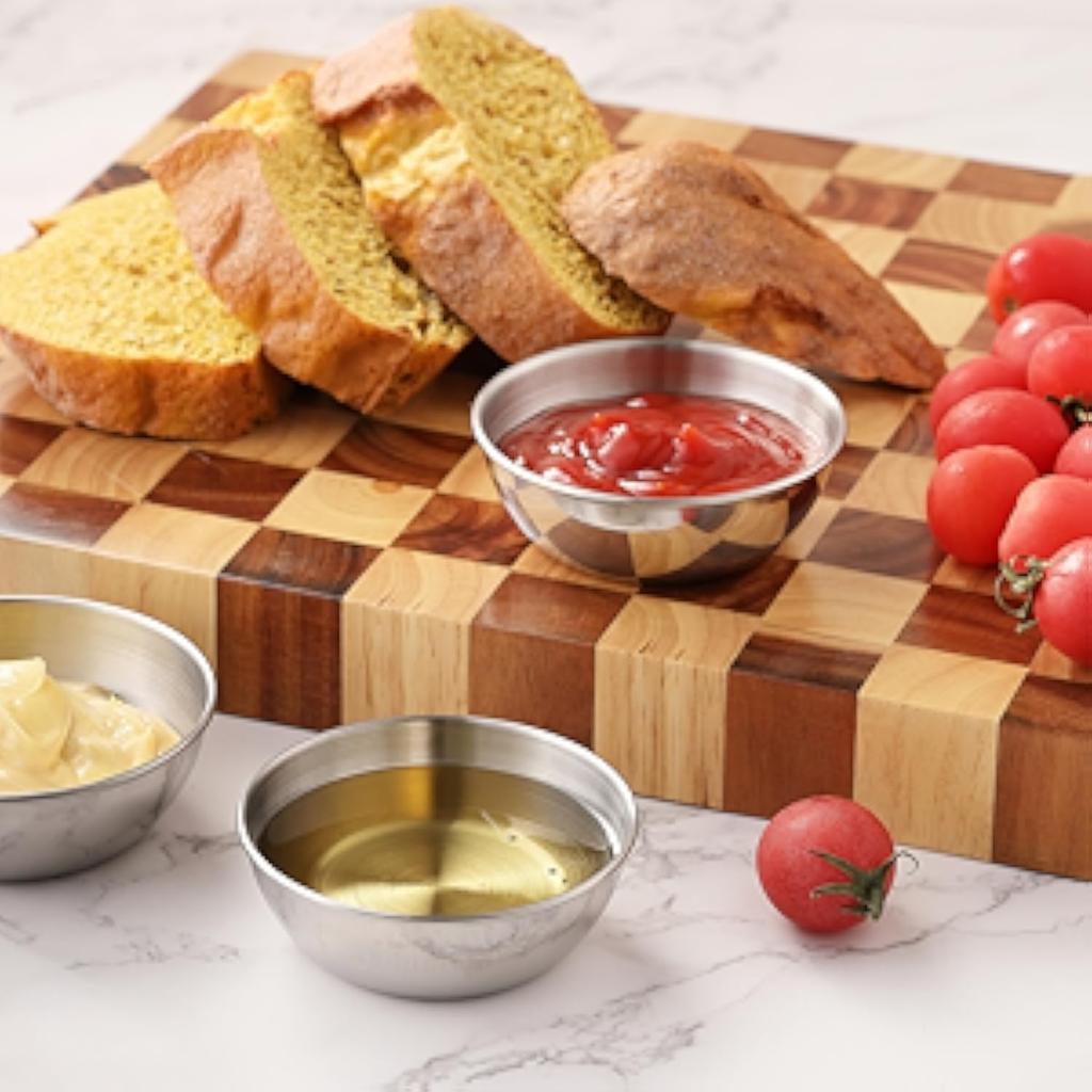 8 PCS Stainless Steel Mini Sauce Dish, Small Individual Round Seasoning Bowls, Dipping Sauce Bowl, Ingredient Bowls for Prep Appetizer Plates