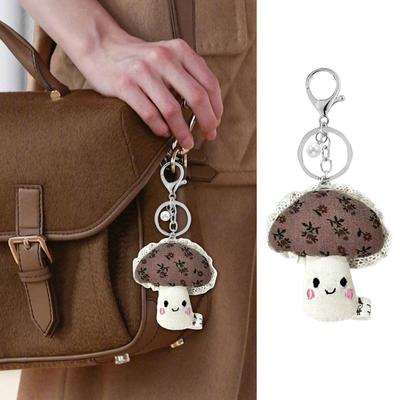 Lightweight Fabric Floral Mushroom Key Clip Keychain Pendant for Easy Carry Key Holder Bag Charm Decorative Item