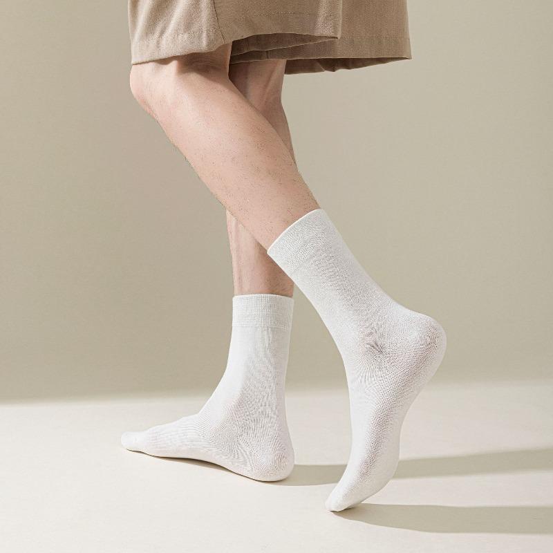 Men's Autumn and Winter Business Casual Mid-calf Socks, Anti-pilling Versatile Solid Color Long Calf Socks, Cotton Sweat-absorbing Socks
