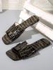 Fashion 2025 New Fashion Women's Summer Shoes Crocodile Pattern Solid Flat with Sandals Luxury Non-slip Rubber Slippers