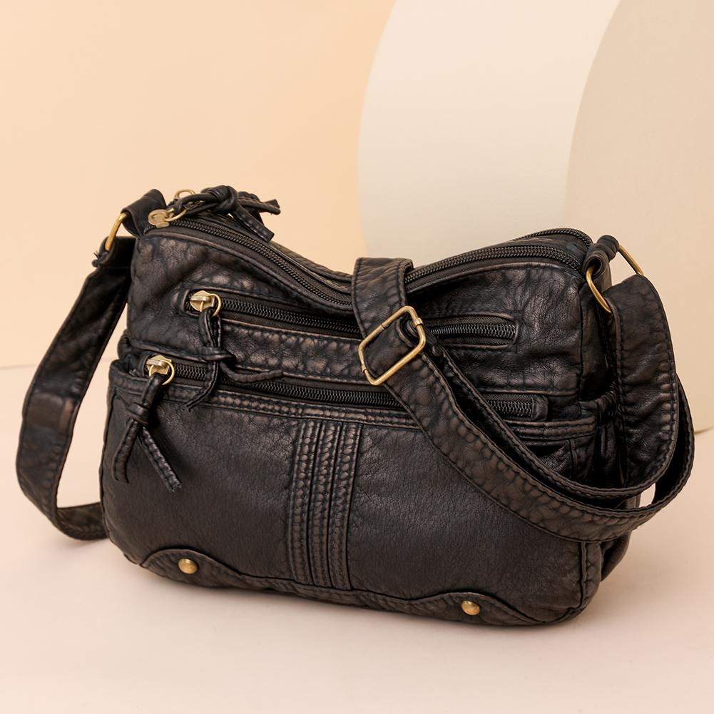 Women Messenger Bag Large Capacity Casual Satchel Bag Adjustable Strap Zipper Vintage Multi-Pockets Retro Sling Bag 4750₽