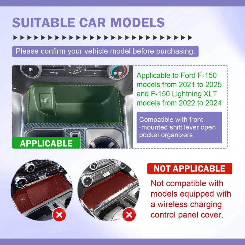 Center Console Organizer for -2025 Ford F150 Front Hidden Storage Box Tray UBS Hole Shifter Pocket Organizer Car Accessories