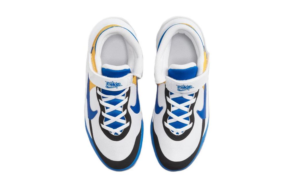 Nike Team Hustle D 10 Flyease Breathable Support Mid top Children's Basketball Shoes White Blue DZ2760-141