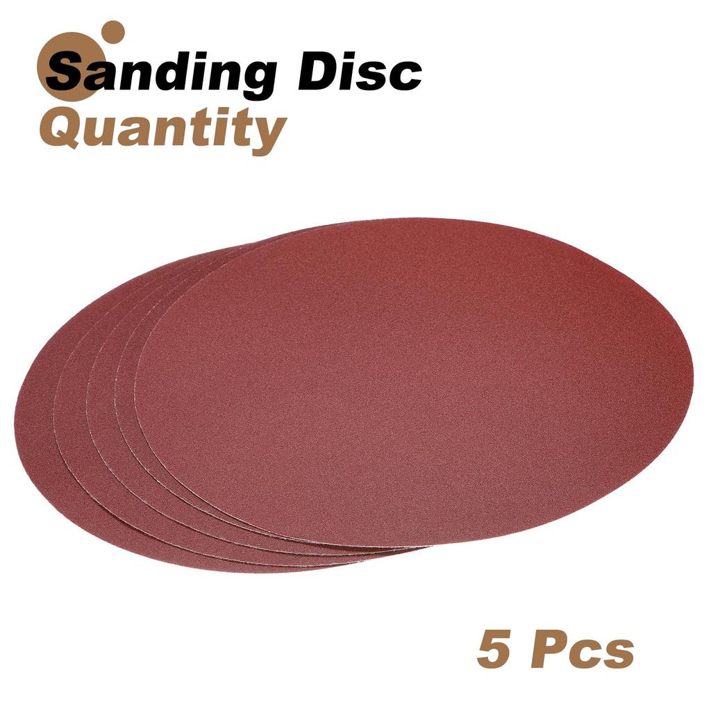 Uxcell PSA Sanding 100 Grit Aluminum Oxide Round Sander Paper for Sanding Auto Car and Metal 5-Piece 12-inch Discs, Self-Adhesive Stick-Back