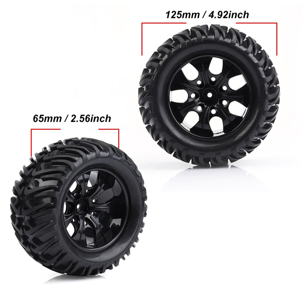 4Pcs Y shaped Tyre Pattern Rubber Tires With Hubs for 110 Scale RC Truck Car (7 Holes)
