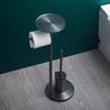 Bathroom Black Stainless Steel Odor-Proof Toilet Paper Holder and Floor Standing Storage Rack with Brush