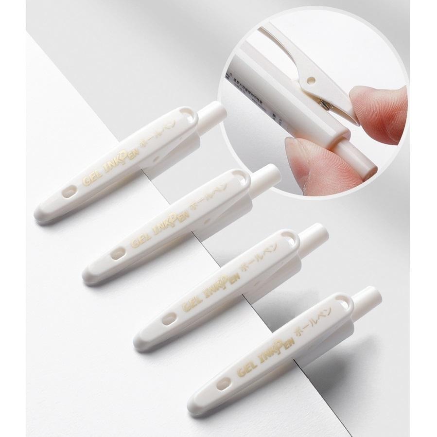 5pcs Durable Writing Gel Ink Pens Set Morandi White Transparent Barrel 0.5mm Ballpoint Black Ink