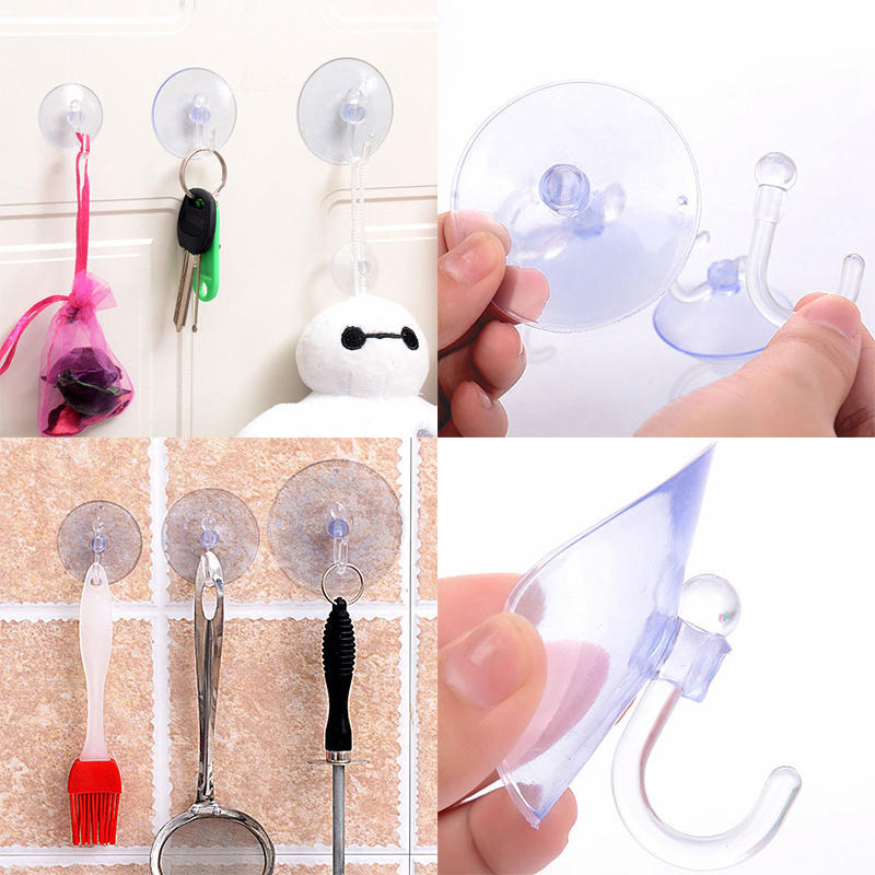 Ganci da parete trasparenti Appendiabiti Cucina Bagno Ventosa Accessorio per ventosa