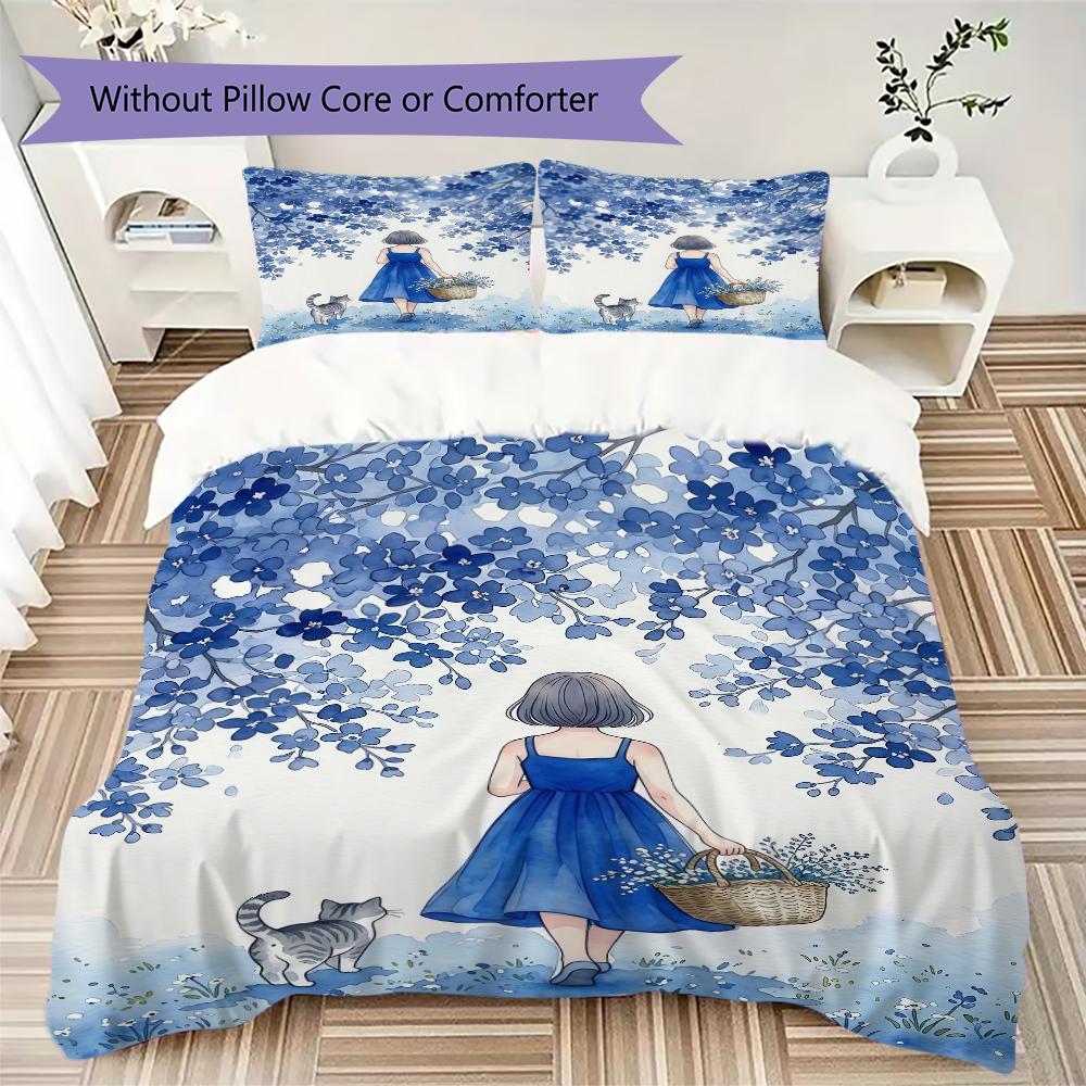 Watercolor style Pattern Bedding uilt Set uilt Cover Pillowcase Home Decoration Birthday Gift (1 * duvet cover + 2 * pillowcase  without core)