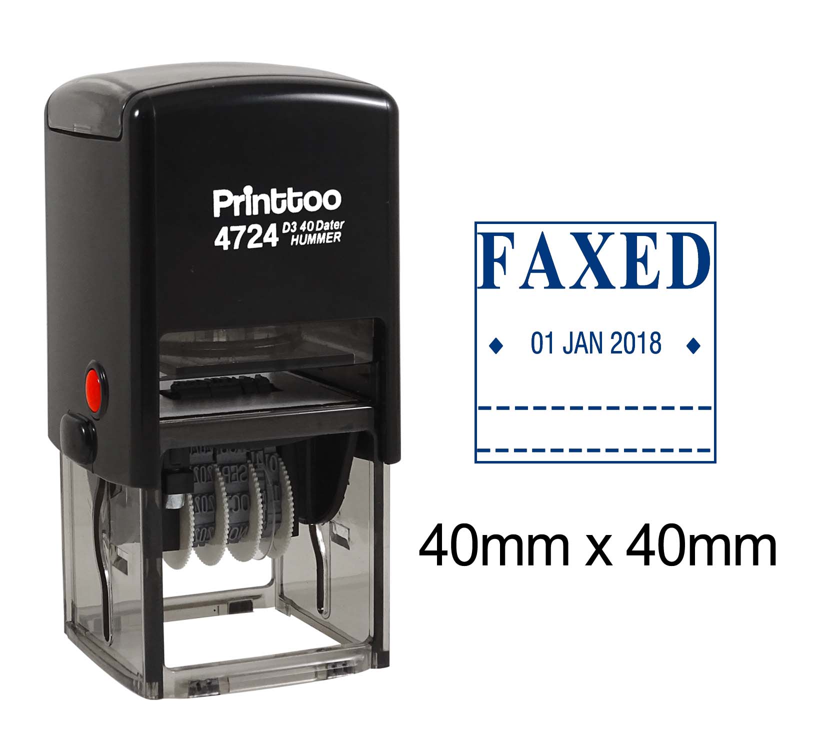 

Printtoo Office Stationery Document Dater Stamp With Faxed Text Self Inking Date Rubber 40 mm x 40 mm.(Approx) синій