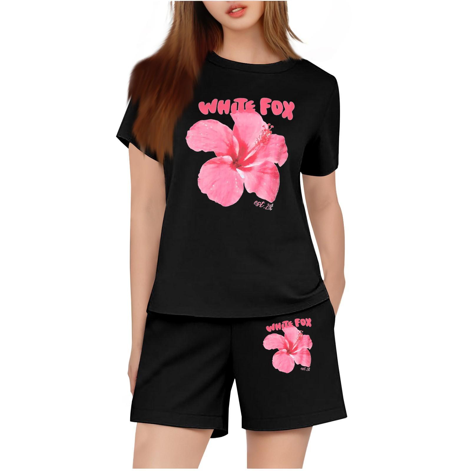 

Детская мода принтованный домашний костюм верхняя одежда домашняя одежда шорты с коротким рукавом костюм из двух частей 100 чёрный