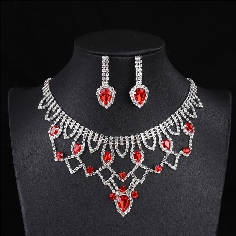 Exquisite Full Diamond Bridal Necklace & Earrings Set - High-Grade Wedding Accessories