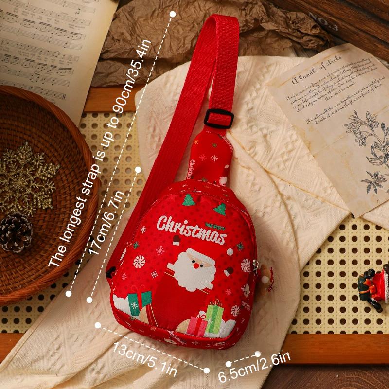 

Kids Crossbody Bag for Parties & Outings Shoulder Bag Adjustable Strap Santa Claus Pattern Cute Cartoon Mini Children s Backpacks красный