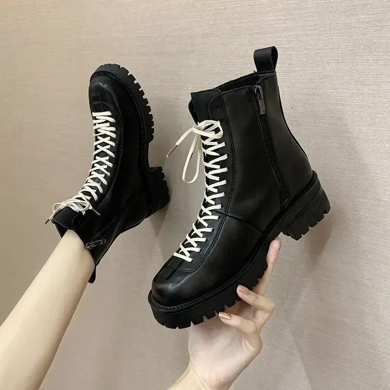 Fashion Booties Trend 2024 Ankle Boots for Women Black Platform Chunky Woman Short Shoes Large Size Warm Fashion Sale Footwear Pu Winter