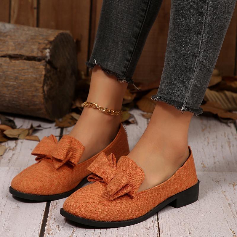 

Cloth Shoes Autumn New Round Toe Deep Mouth Bow Soft Sole Anti-slip Wear-resistant Low Heel Single Shoes 43