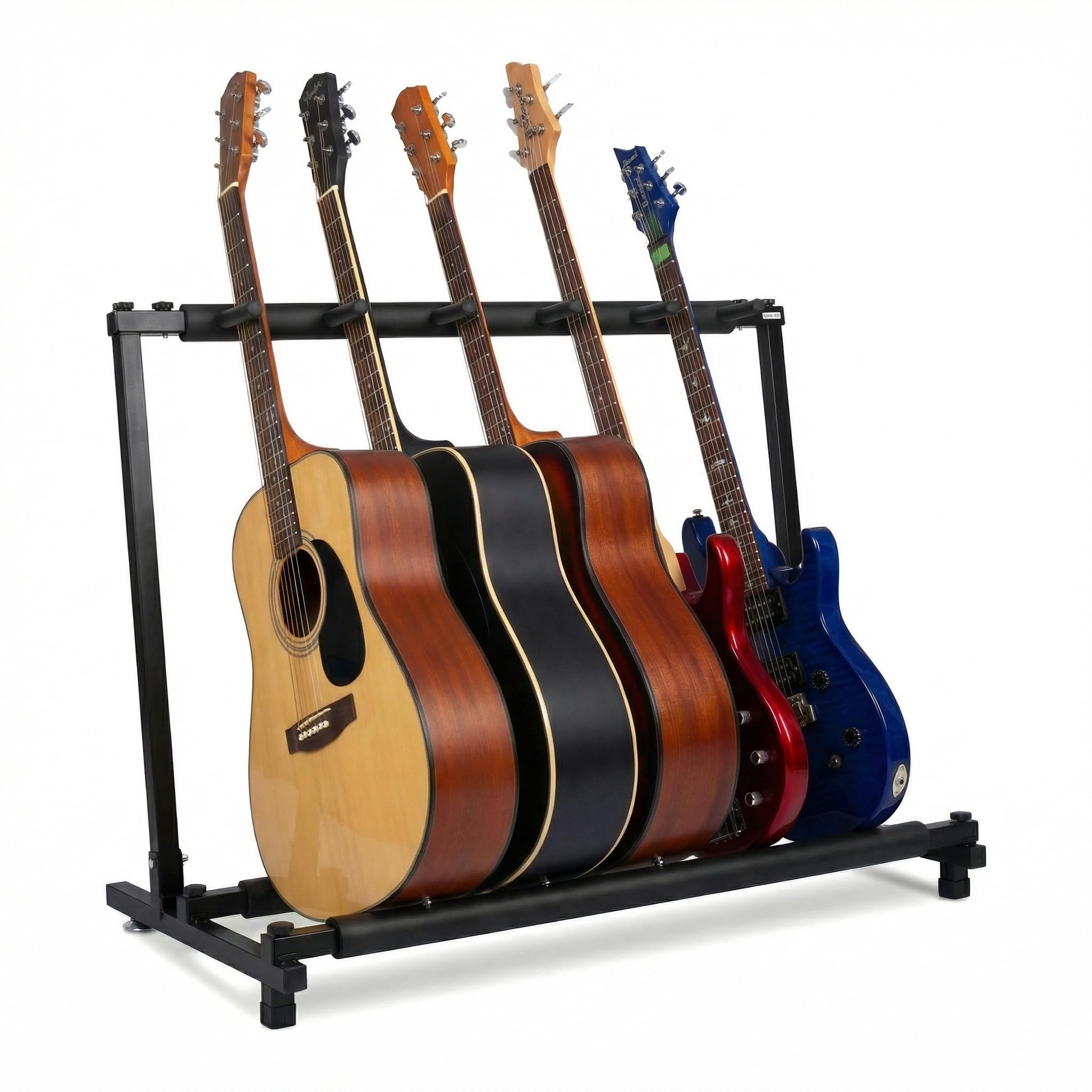 Guitar stand that holds 5 with a stable foldable and sponge cushioning for gentle support and protection against instrument Suitable for acoustic чёрный