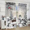 2 pieces Christmas Snowman Curtain - Holiday pine and Cardinal bird design printed curtains   home decoration   room decoration