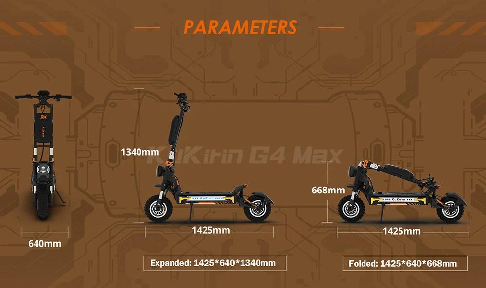 EU Stock KuKirin G4 Max Electric Scooter 2*1600W Motor 60V 35.2Ah Battery 86km/h Speed 95KM Range Off-Road Tire E-scooter