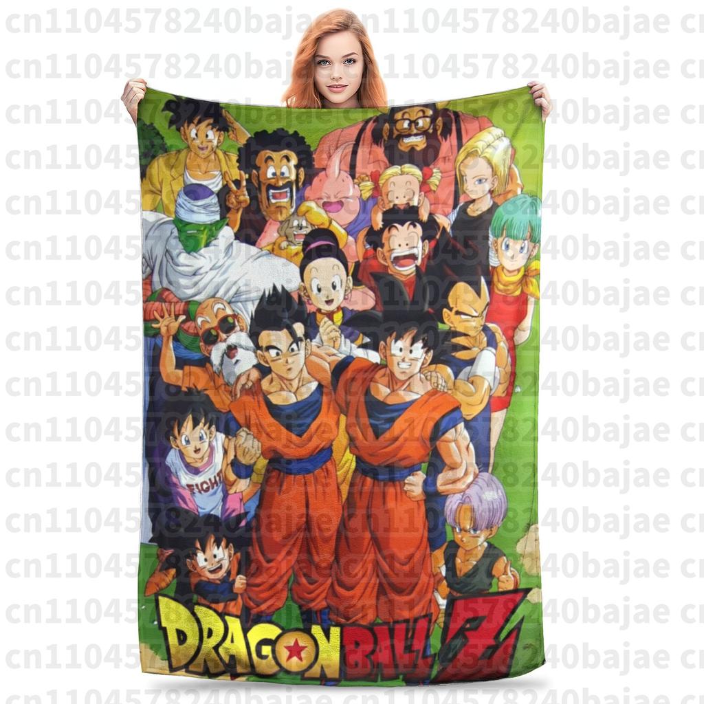 Dragon Ball Z Knitted Blanket Flannel Anime Son Goku Soft Throw Blankets for Bed Bedroom Quilt