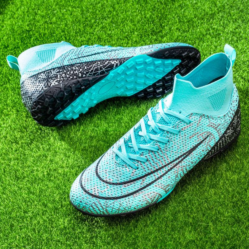 A Pair of 2025 Large-size Football Shoes, Men's High-top Youth Student Competition Training Shoes, Artificial Grass Broken Nails