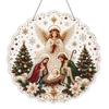 Holiday Window Hanging Decor Christmas Faux Pearl Painting Suncatcher Kit, 3D Nativity/Santa Claus/Bird/Tree Creative Handcrafts Beads Art Craft,