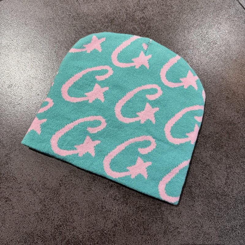 Trendy Knit Hat With Star Print Embroidery Design For Cold Weather Accessory