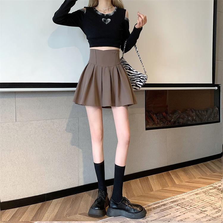 Faltenrock Damen Hohe Taille Fishbone A-Linie Rock Weißer Regenschirm Schwarz Mini Y2k Koreanische Röcke Shorts Mode Kleidung Sommer