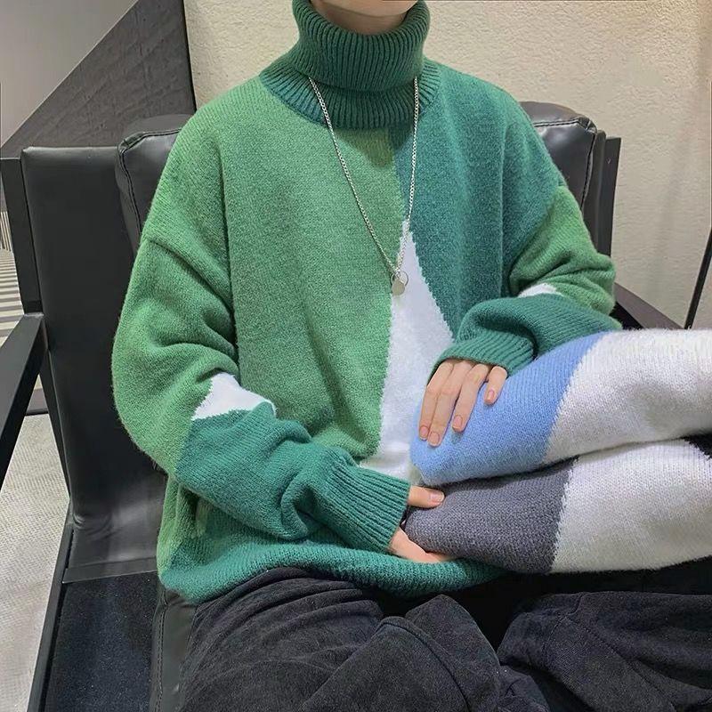 Turtleneck Sweater Men's Hong Kong Style Men's Knitwear Winter Sweater Thick Fashionable Loose Casual Outer Wear Sweater