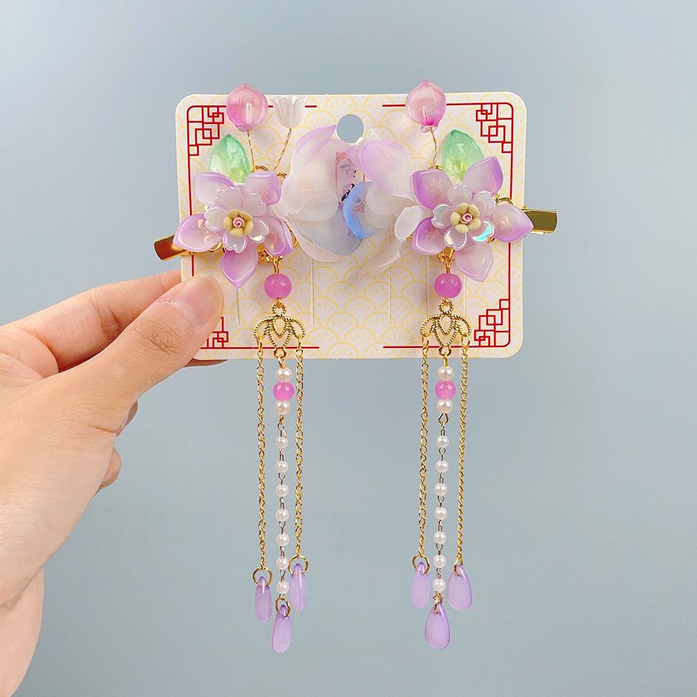 Girls' Hair Accessories Children's Ancient Style Hair Accessories Hanfu Headwear Girls' Costume Steps Swaying Tassel Hair Clips