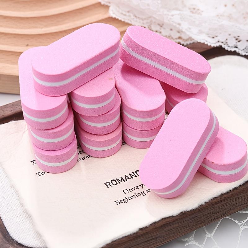 Xiaomi 3pcs Pink Double-Sided Oval Nail Files Mini Sponge Buffing Blocks, Portable Nail Polishing Tools Non-Damaging To Nail Surface