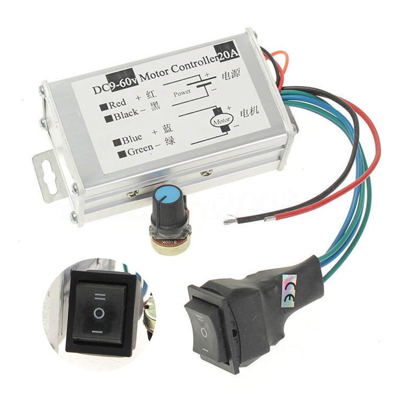 Reversible DC 9-60V 12V 24V 36V 48V 60V 20A PWM DC Motor Driver Speed Controller Motor switch Reversible Switching Module Width Modulator