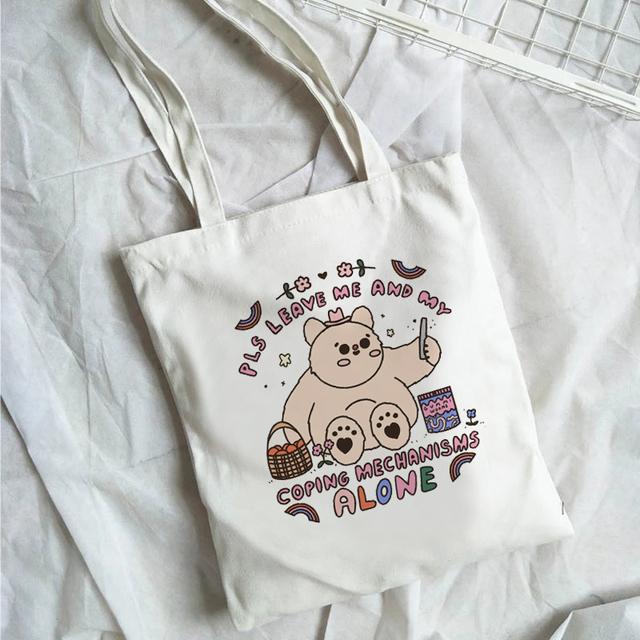 Beach Travel Funny Ladies Print Shopping Bag Large Capacity Women's Cotton Shoulder Bag Eco-friendly Tote Handbag Reusable Groce