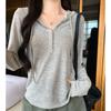 Women Casual Hooded Long Sleeve T Shirt Korean Style Autumn Winter