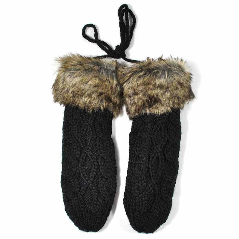 Damen Mädchen Warme Cartoon-Handschuhe Niedliche Gestrickte Winterfäustlinge mit Kuscheligem Komfort