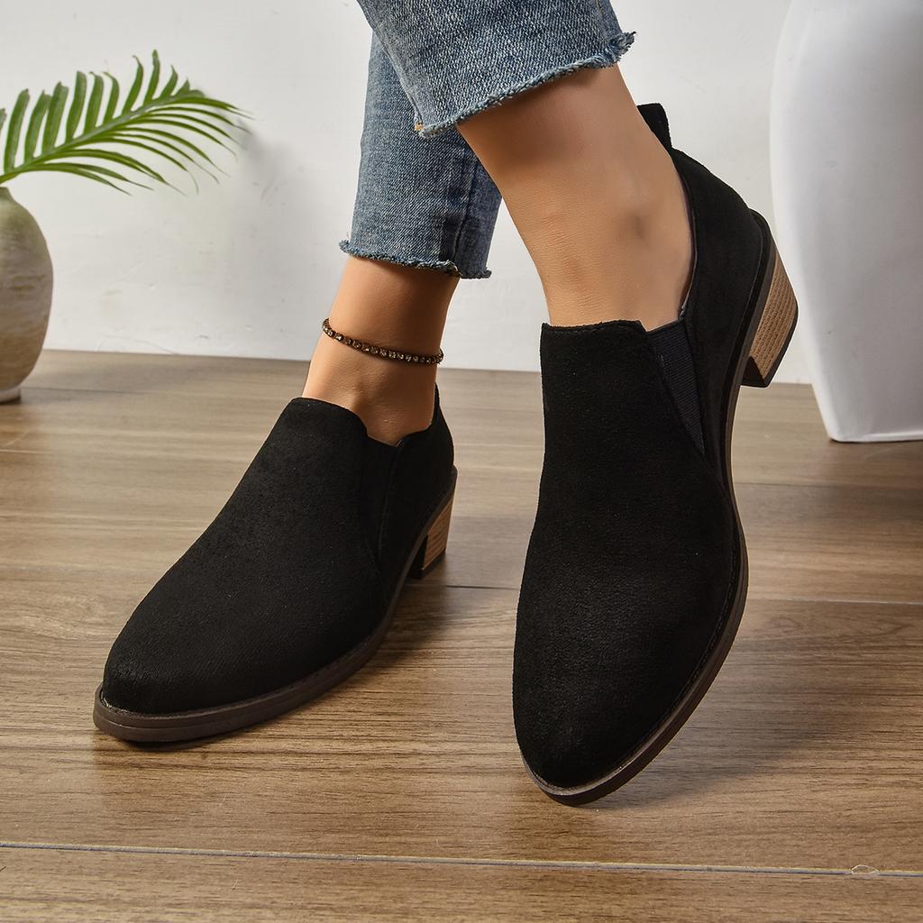 Mote Pluss Størrelse Damesko 36-43 Størrelse Vår Høst Spiss Tå Tykk Hæl Dyp Utskjæring Enkel Sko Fritidssko med Enkel Mellomsåle