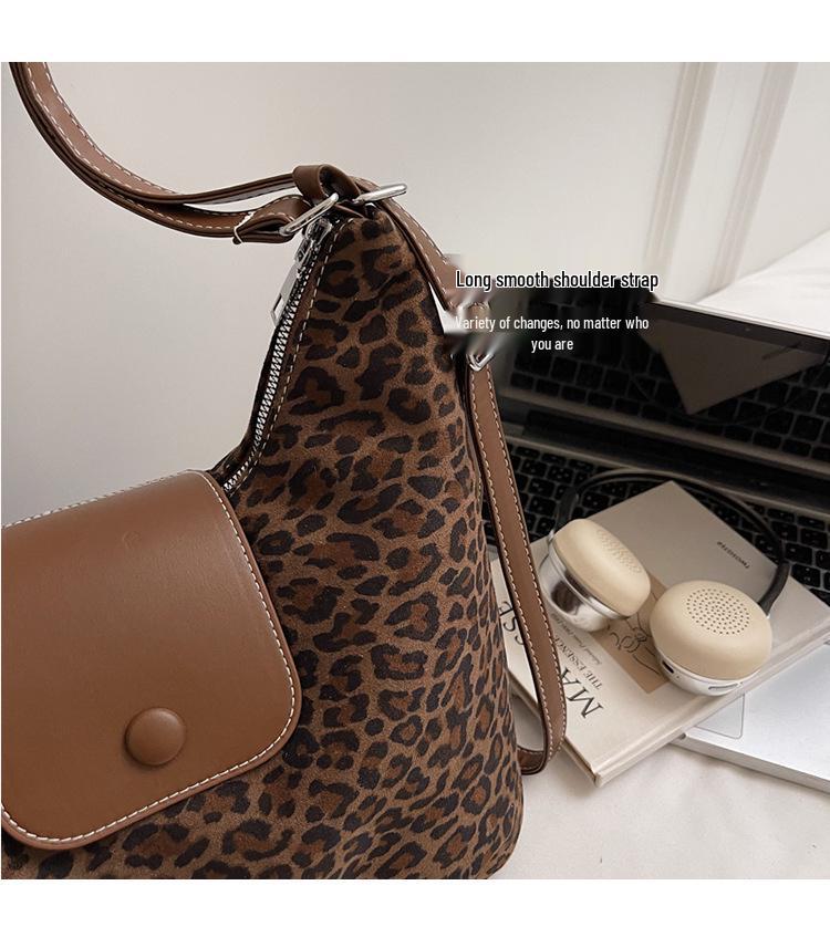 Leopard Print Large Capacity Crossbody & Shoulder Bag for Women - 2025 Leather Suede Tote