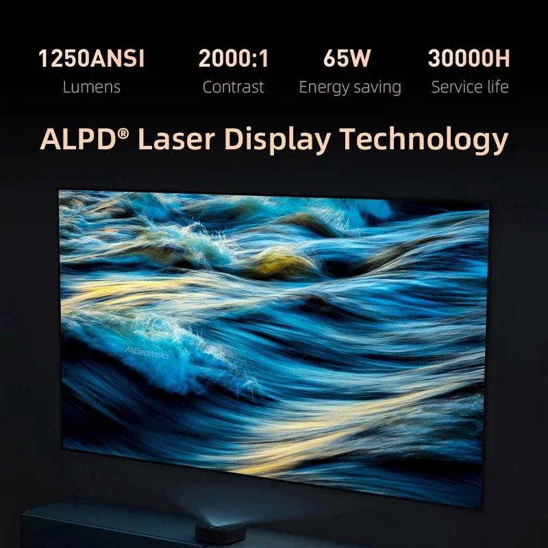 Projecteur laser Dangbei U1 1080P à focale ultra courte, 1 250 lumens ANSI, compatible cinéma, vidéo 4K, Smart MEMC HDR