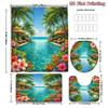 4Pcs Shower Curtain Set with Non-Slip Bath Mat, Toilet Lid Cover, Contour Rug & 12 Hooks, Bathroom Decor