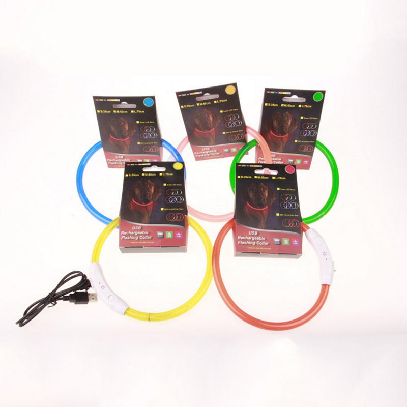 Flashing LED Light Collar Rechargeable USB Safety Collars Fits for All Dogs