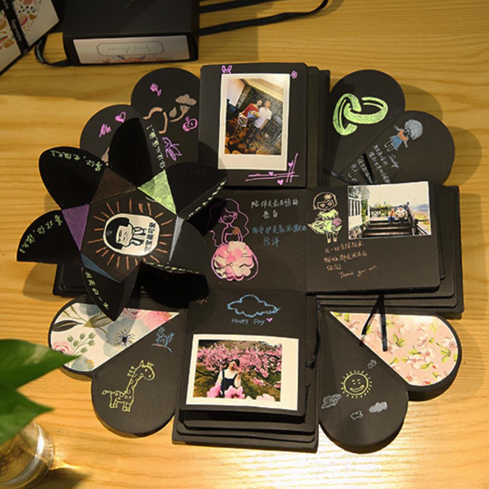Surprise Box Manual DIY Scrapbook Photo Album for Valentine s Wedding Birthday Gift black#0