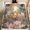 Beautiful Lion Pattern Flannel Blanket, High Quality Comfortable for All Seasons, Home Decor, Warmth and Comfort, Perfect for Gifts.