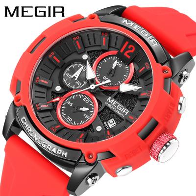 Men's Quartz Watch Leisure Sports Outdoors Date Luminous Red Orange Blue Silicone Strap Wristswatch for Male Clock