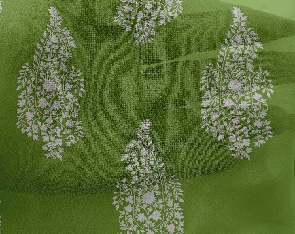 oneOone Georgette Viscose Green Fabric Block Sewing Fabric By The Yard Printed Diy Clothing Sewing Supplies 42 Inch