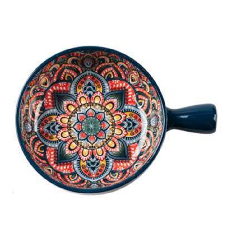 Multipurpose Bohemians Handled Bowl Salad Bowl Ceramic Texture Oven Microwave Safe Dishwasher Cleanable Healthy Cooking